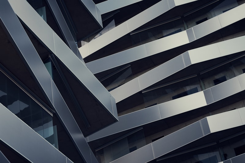 Meridian Yards — angular facade with diagonal balcony plates